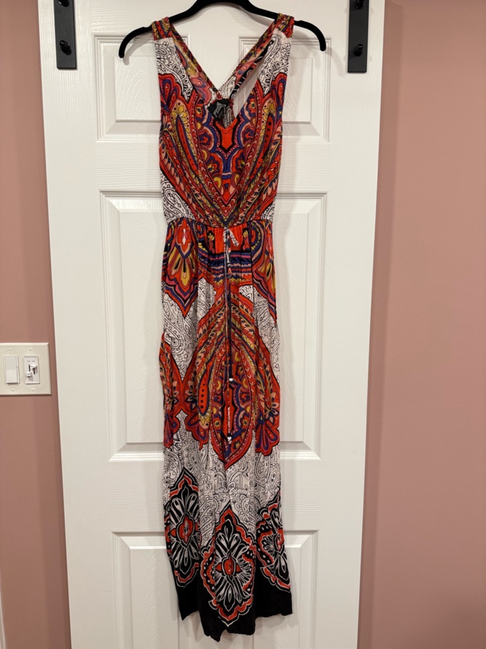 Angie Vibrant Maxi Dress - Red, Orange, Black